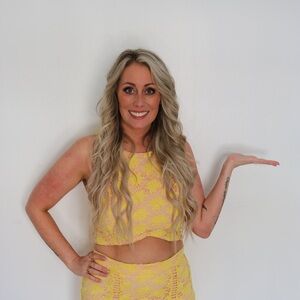 Gianni Bini Gold Ruffled Trumpet Skirt Set